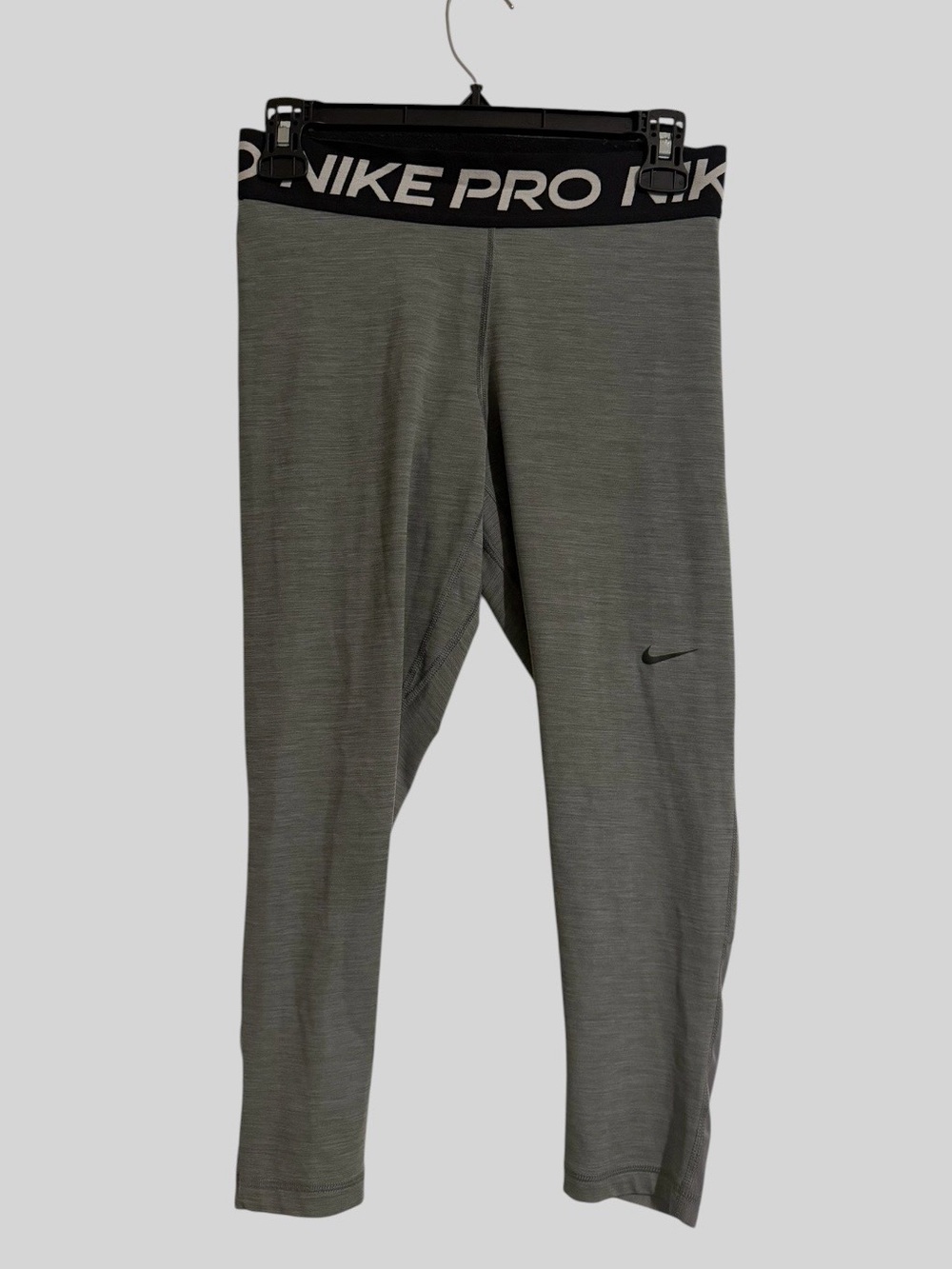 Nike Gray Performance Leggings with Black Branded Waistband